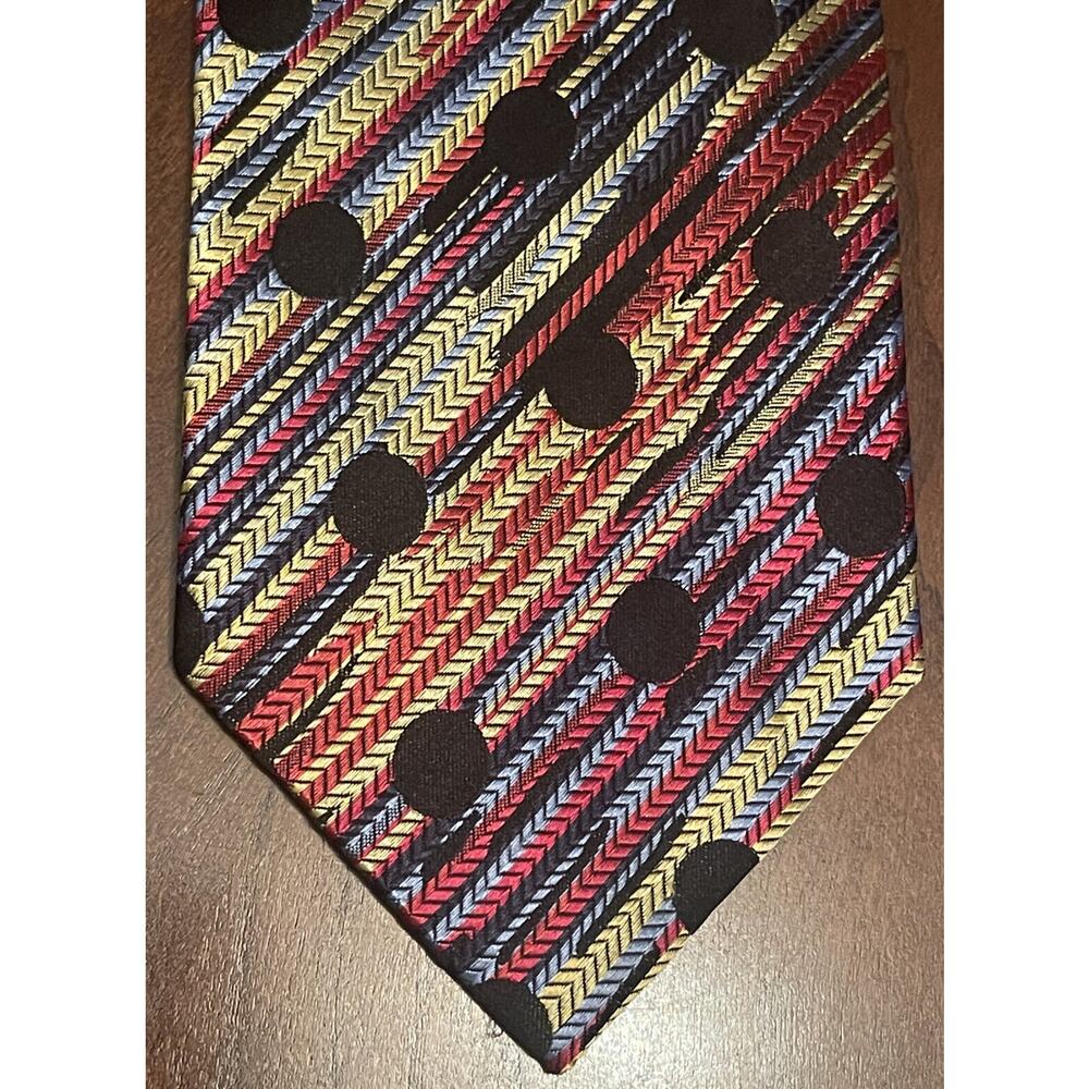 Fabio Fazio Red Blue Black 100% Silk Men’s Neck Tie